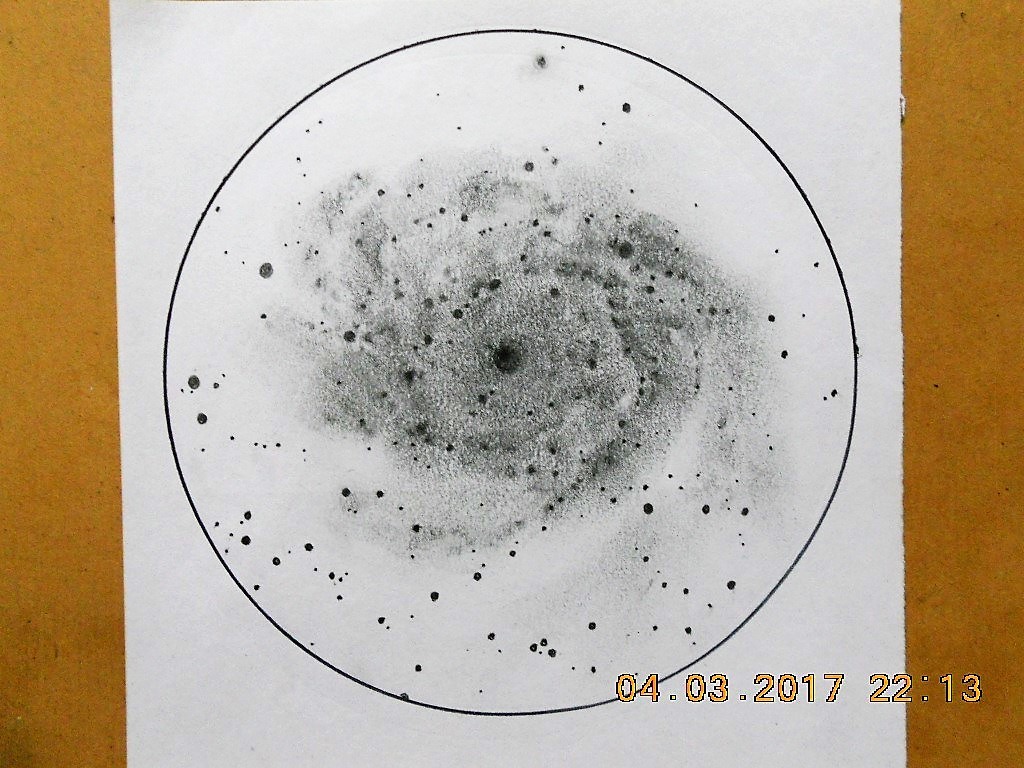 Galaxia NGC 2997,al lápiz. - Dibujo Astronómico - Espacio Profundo
