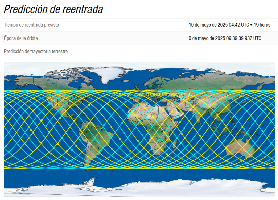 El Sábado va a caer la Sonda Kosmos 482 (primitiva Venera 9)